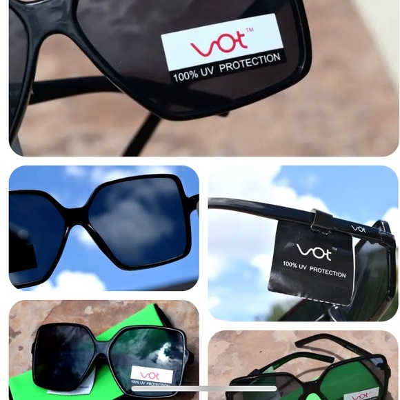 NEW w/pouch European design VOT dark Grey Geometric Sunglasses NWT - Picture 2 of 2